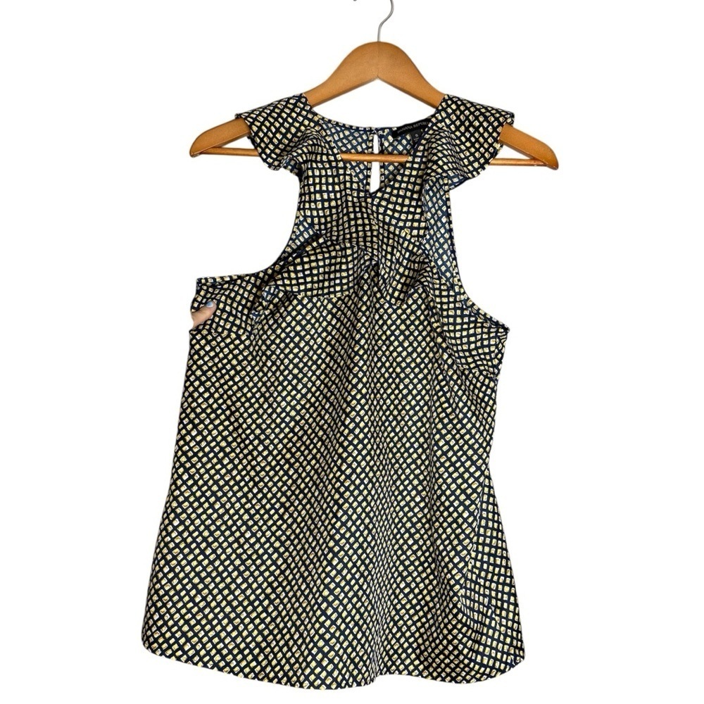 Banana Republic Cross Neck Navy And Yellow Sleeveless Top Women’s Size Small - Picture 6 of 8